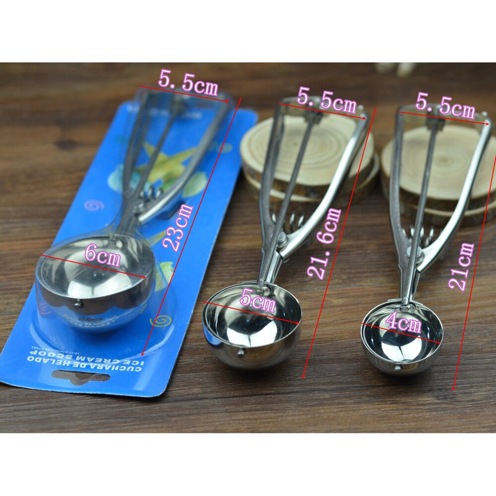 4CM 5CM 6CM Kitchen Ice Cream Mash Potato Scoop Stainless Steel Spoon Spring Handle Kitchen Accessories