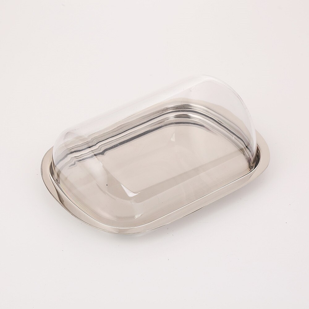 Realand Stainless Steel Butter Dish Box Container Cheese Server Storage Keeper Tray with Transparent Easy Lid