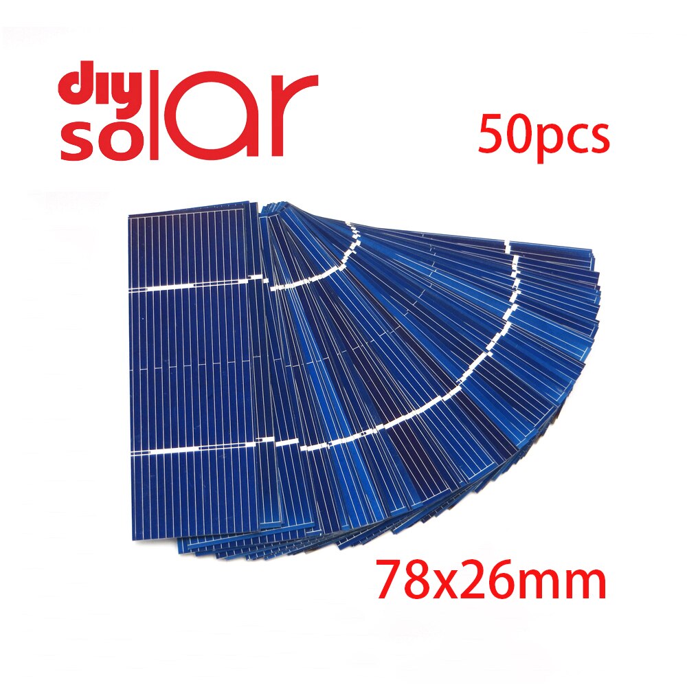 Poly Solar Panels Education Study50 pcs Solar Cells DIY Charger Polycrystalline Battery Charge 6V5V 12V9V C60 5/6 inch Mono: 50pcs 78x26mm
