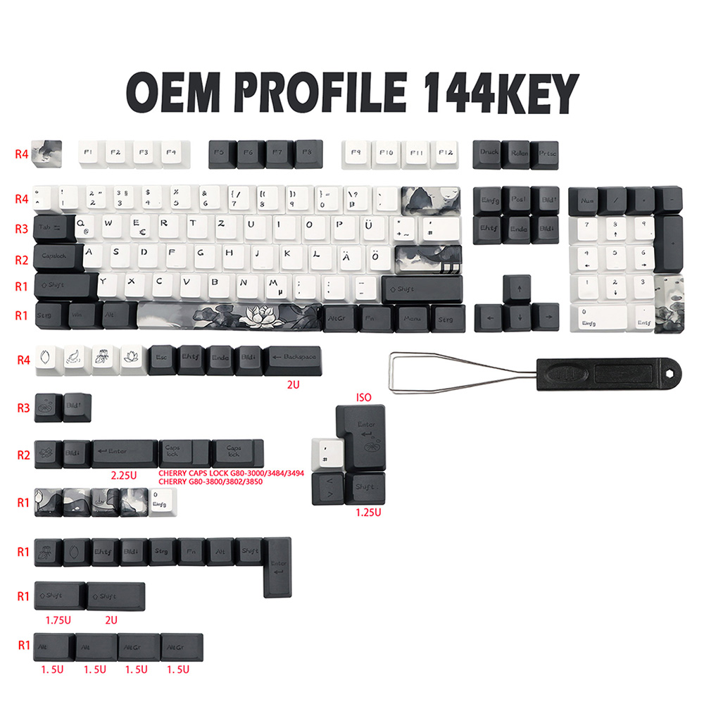 GMK-KEY Tinte Lotusblumen Tastenkappe Farbsublimation Tastenkappen für MX-Schalter dz60 RK61 Anne gk61 DZ60 GK64 68 980 108 ISO-Tastenkappe: orange