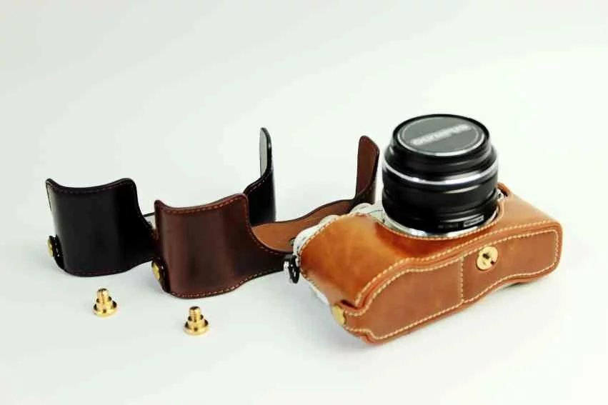 Leather Camera Bag for Olympus Pen Lite E-PL7 E-PL8 Black/Brown/Coffee EPL7 EPL8 EPL9 Camera Case Leather Half