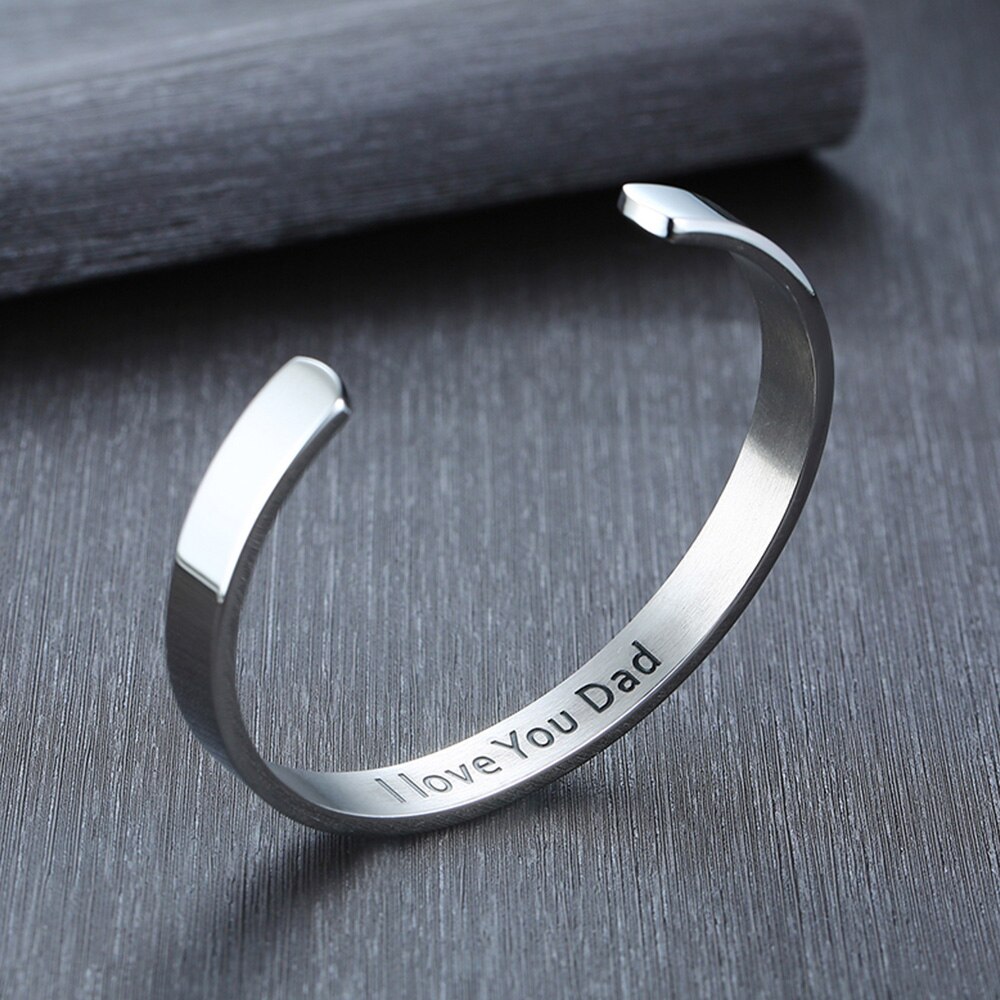 JHSL 8mm del Papà Festa Papà Regalo Degli Uomini Dei Braccialetti di Braccialetti di Figura di C In Acciaio Inox Grigio Gioelleria raffinata e alla moda di Nuovo Arrivo 2019