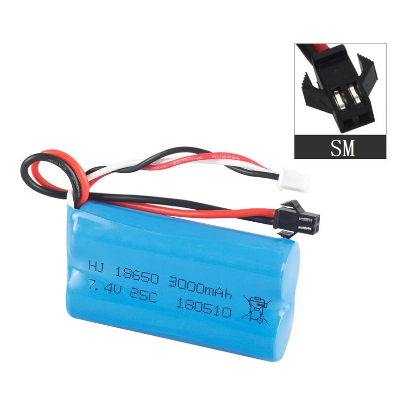 Batería lipo de 7,4 V y 3000mah, 18650, 2S T, enchufe para Q46 Wltoys 10428 /12428/12423, accesorios de repuesto para coche RC, batería de alta capacidad de 7,4 V