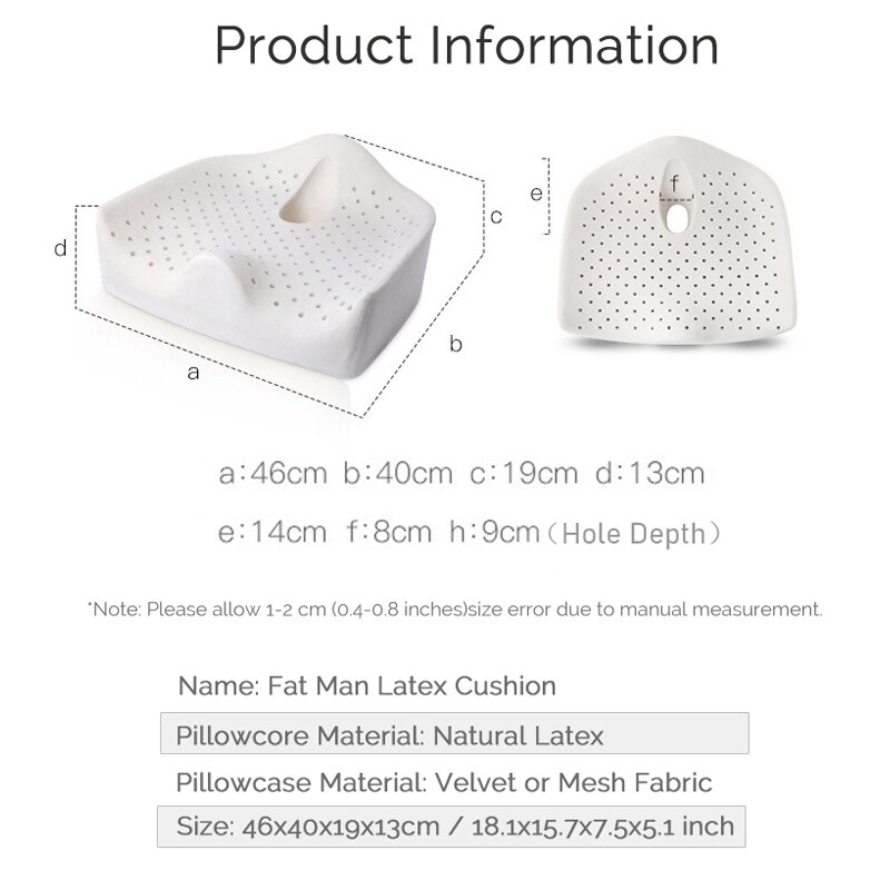 Purenlatex X-Grote Big Size Latex Stoel Orthopedisch Kussen Vet Man Kantoor Auto Zitkussen Overgewicht Aambei Wervel Behandelen