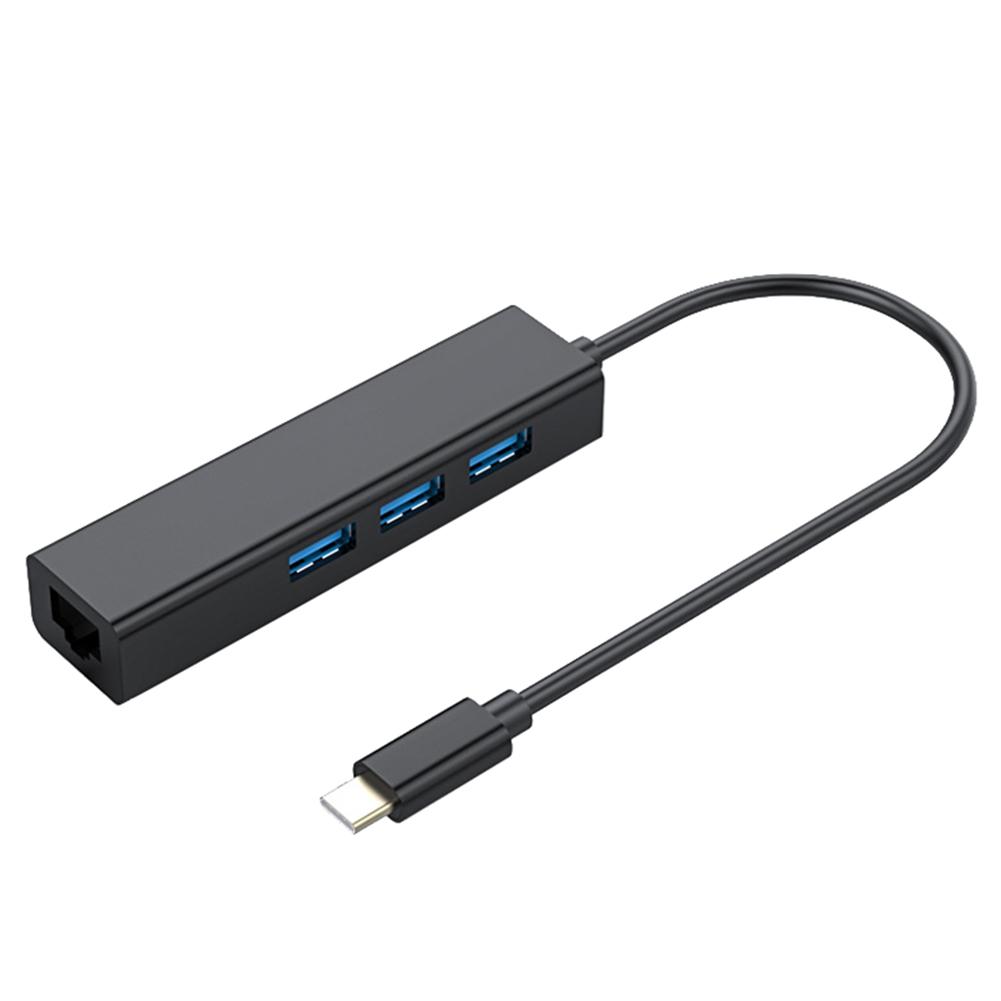 S81-U3-C Mulit Ports Zinn-beschichtete Kupfer Leiter für PVC Typ-C Männlichen zu RJ45 3 USB 3,0 Weibliche computer USB-C Splitter: Black