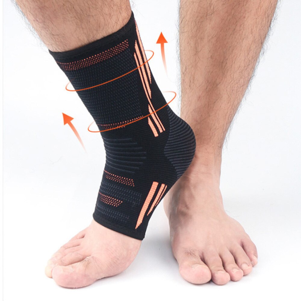 2Pcs Sport Enkel Protector Gebreide Enkel Zorg Mouw Voor Oefenen Running Fitness Basketbal (Zwart En Oranje Maat