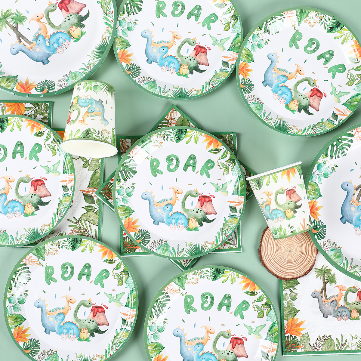 Jednorazowa zastawa stołowa z dinozaurem Rzek Dinozaur Dekoracja urodzinowa Dzieci Chłopiec Baby Shower Dżungla Safari Urodziny Supplies