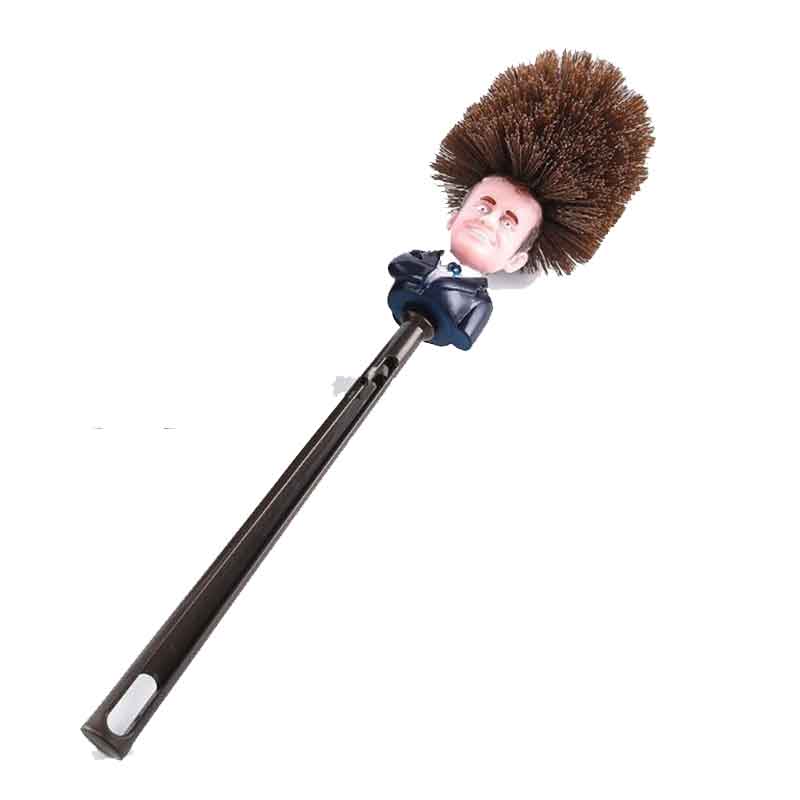 Brosse de toilette à l&#39;effigie d&#39;Emmanuel Macron,accessoire humoristique avec le président de la France, pour WC: Black