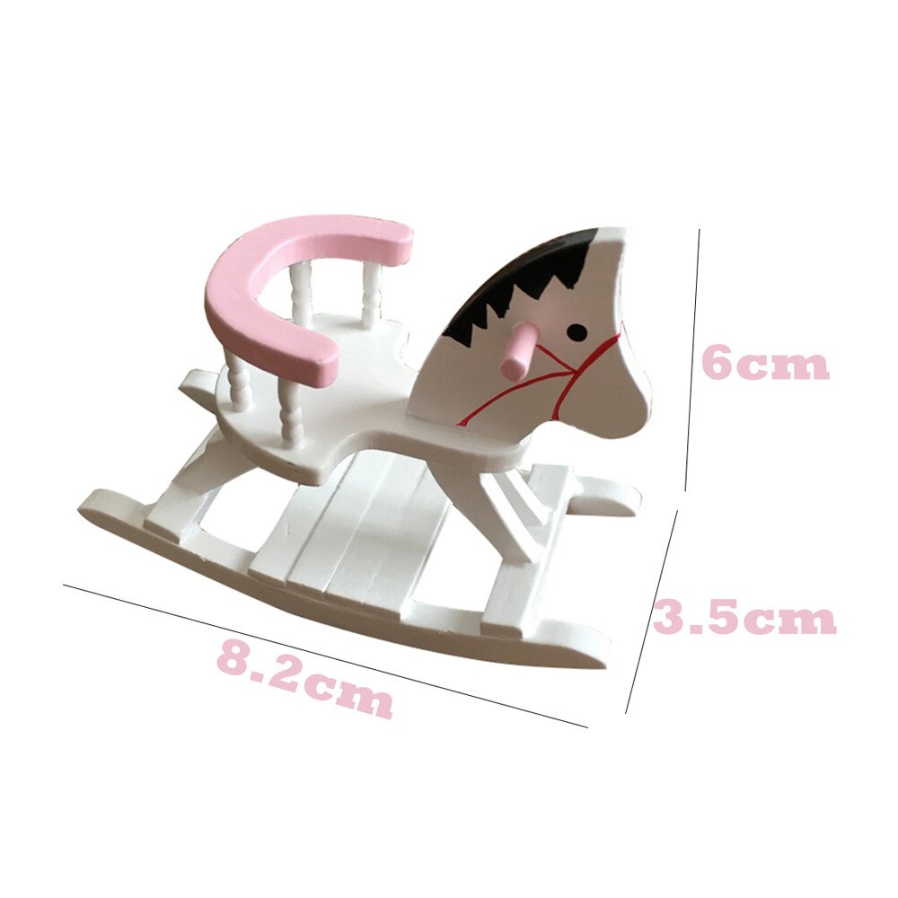 1/12 Dollhouse Miniatuur Wit Houten Hobbelpaard Stoel Kinderkamer Meubels Poppenhuis Ornament Accessoires Speelgoed