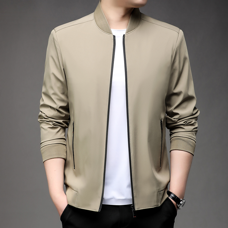 Men's High Spring Baseball Collar Business Casual Jacket Handsome Youth Coat Dad Jacket M-5XL: XXXL / SKY BLUE