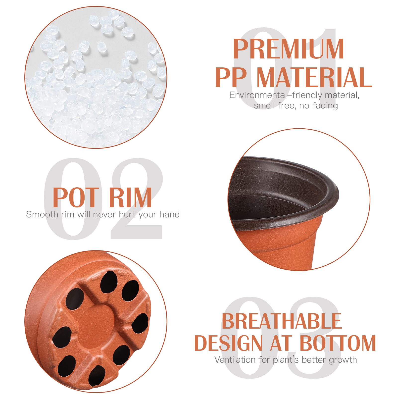 100 stk. plastik urtepotter minimalistiske beholdere drænhul til skrivebord bogreol balkon haveplanter letvægts