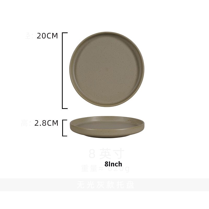 Platos de cerámica PARA CENA, bandeja de comida occidental para carne, plato plano grueso de borde recto para ensalada, Pasta, vajilla de cocina: 8Inch Flat Tray3