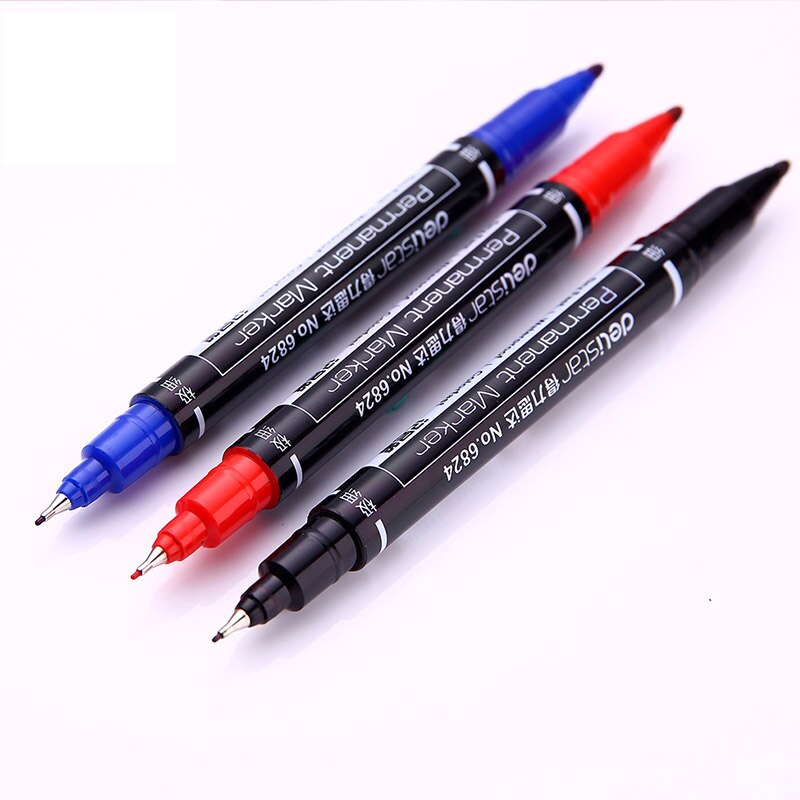 12 Stuks Van Pak Gekleurde Dual Tip 0.5/1 Mm Snelle Droge Permanente Teken Marker Pennen Voor Stof Metalen Fineliner Voor Tekening