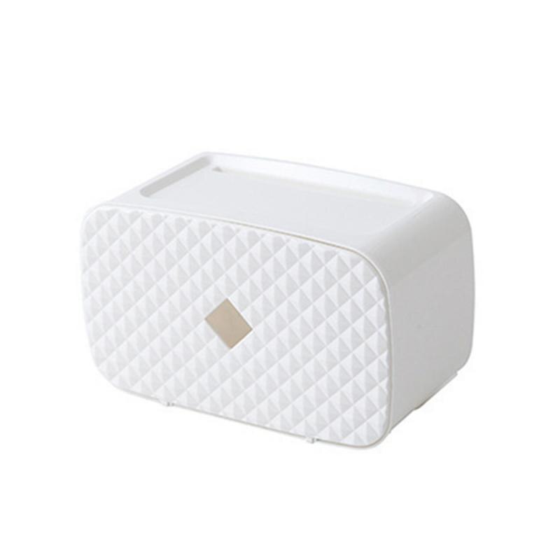 Household Waterproof Wall Mounted Toilet Paper Tray Roll Paper Tube Storage Box Tray Tissue Box Shelf Home Bathroom Product: small white