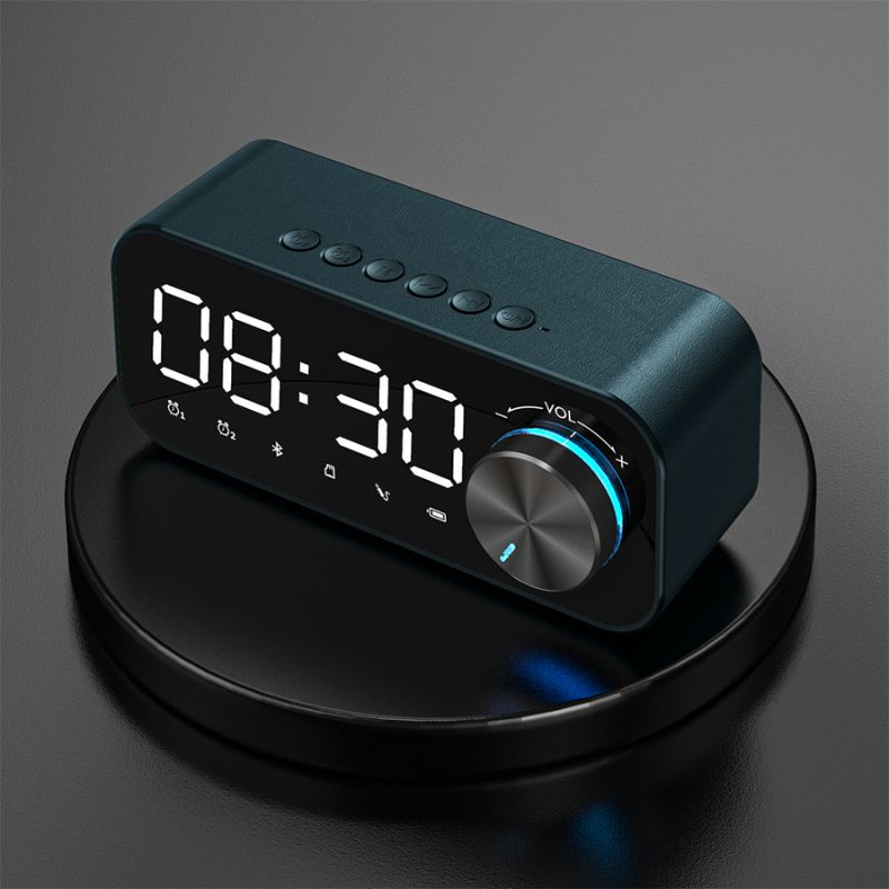 Bluetooth Speaker Small Portable Home LED Screen Alarm Clock Wireless Stereo HiFi Mic Loudspeaker Bass Subwoofer