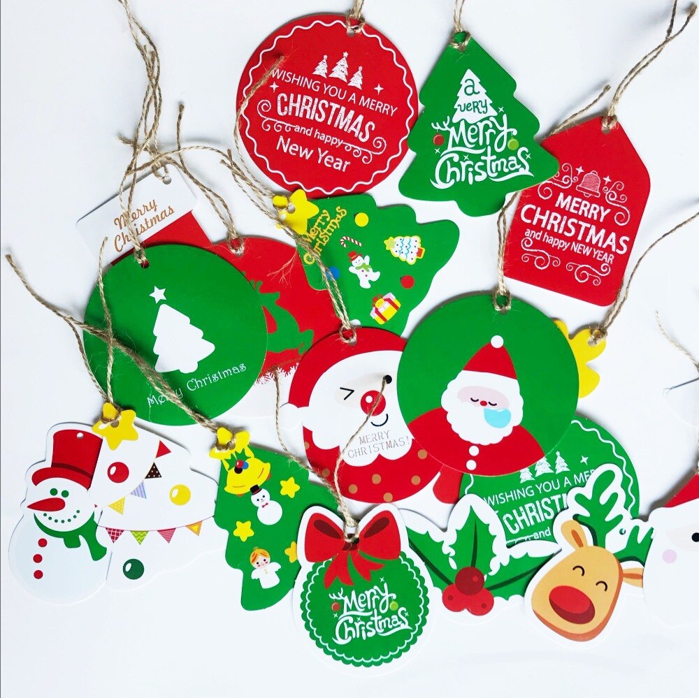 27 stks 10 cm Mix stijlen kerstversiering tag wens wenskaart Kerstman sokken kerstboom DIY decoratie tag