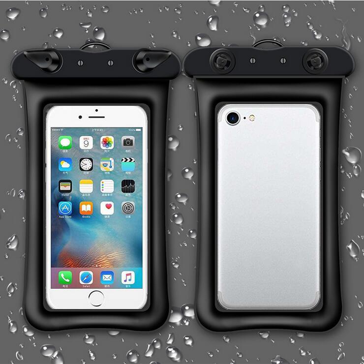 Airbag inflable flotante para teléfono móvil, bolsa impermeable para pantalla táctil, natación, transparente, impermeable, cubierta de teléfono móvil sellada mo: black