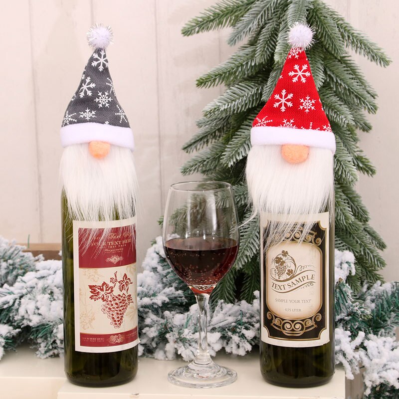 Christmas Decorations Faceless Old Man Doll Wine Bottle Cover Bag Dress Up Table Decoration For Party Dinner Christmas