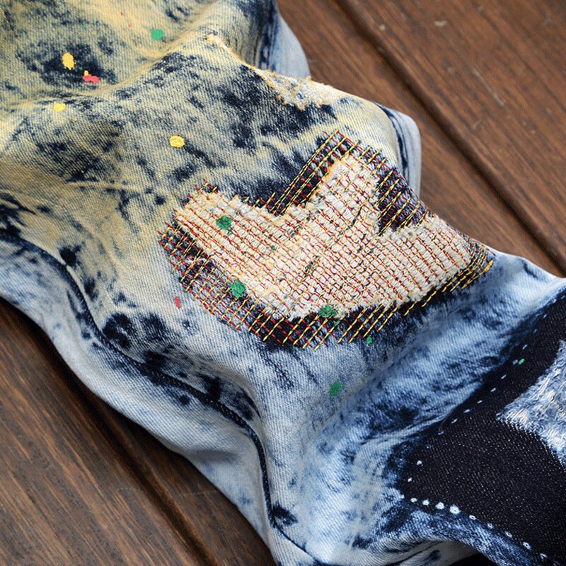 Männer Schlanke See Patch Patchwork Plus Größe Jeans Gerade Bein Männer männer Jeans Sandalen