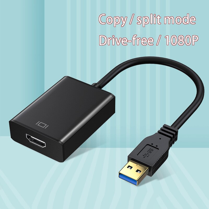 Usb 3.0 Naar Hdmi Adapter, 1080P Video Kabel Drive-Gratis Adapter, Geschikt Voor Personal Computers, laptops, Lcd Tvs (Zwart)