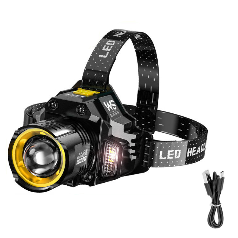 Rechargeable Powerful Headlamp 90° Adjustable Zoomable LED Headlight Built-in 18650 Battery for Camping Front Head Lantern: Default Title