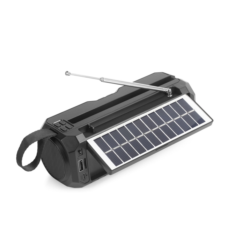 W3jb kabellose solarlautsprecher, staubdicht, wiederaufladbar, mit lithium-akku, bassverstärkung, soundbars, handyhalterung und fm-radio.
