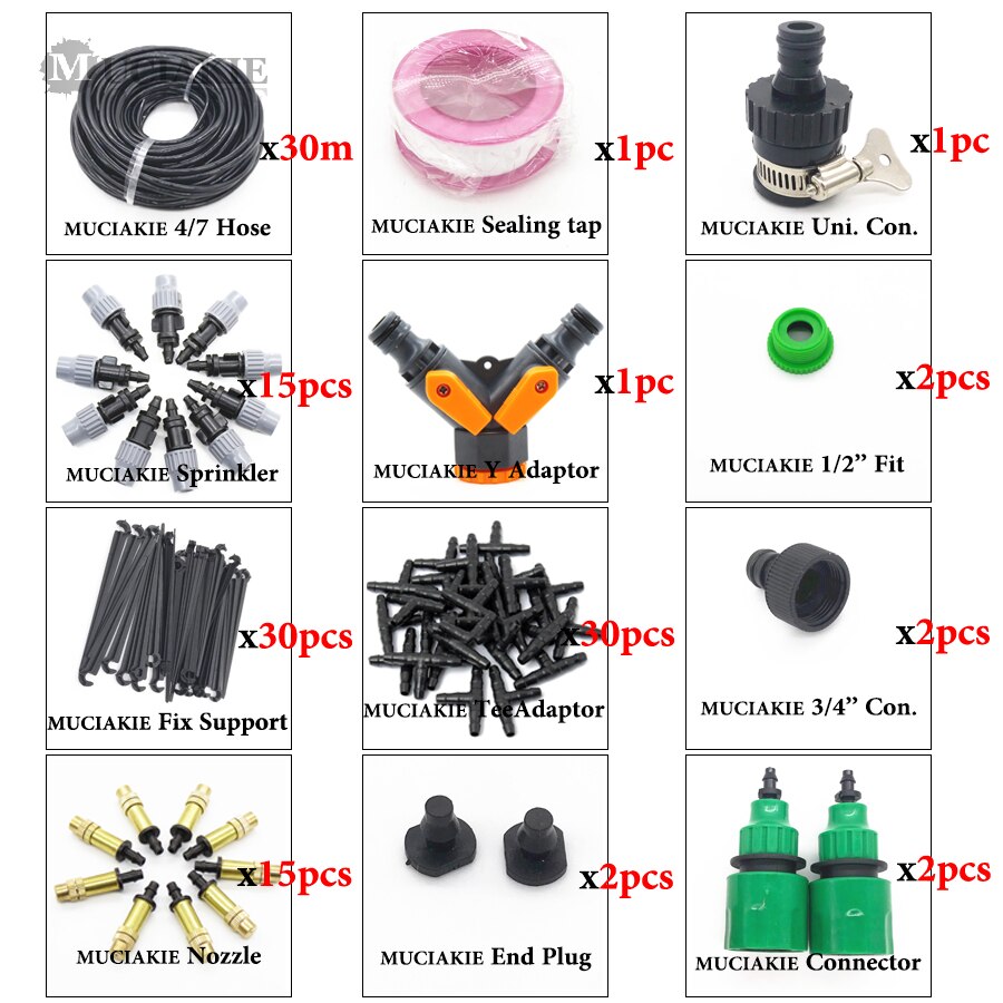 MUCIAKIE 30 M 25 M 20 15 10 M Garten Beschlagen Sprinkler Bewässerung System Bewässerung Bausätze mit Einstellbare Nebel sprühen tropf Stecker: AxAB310CL