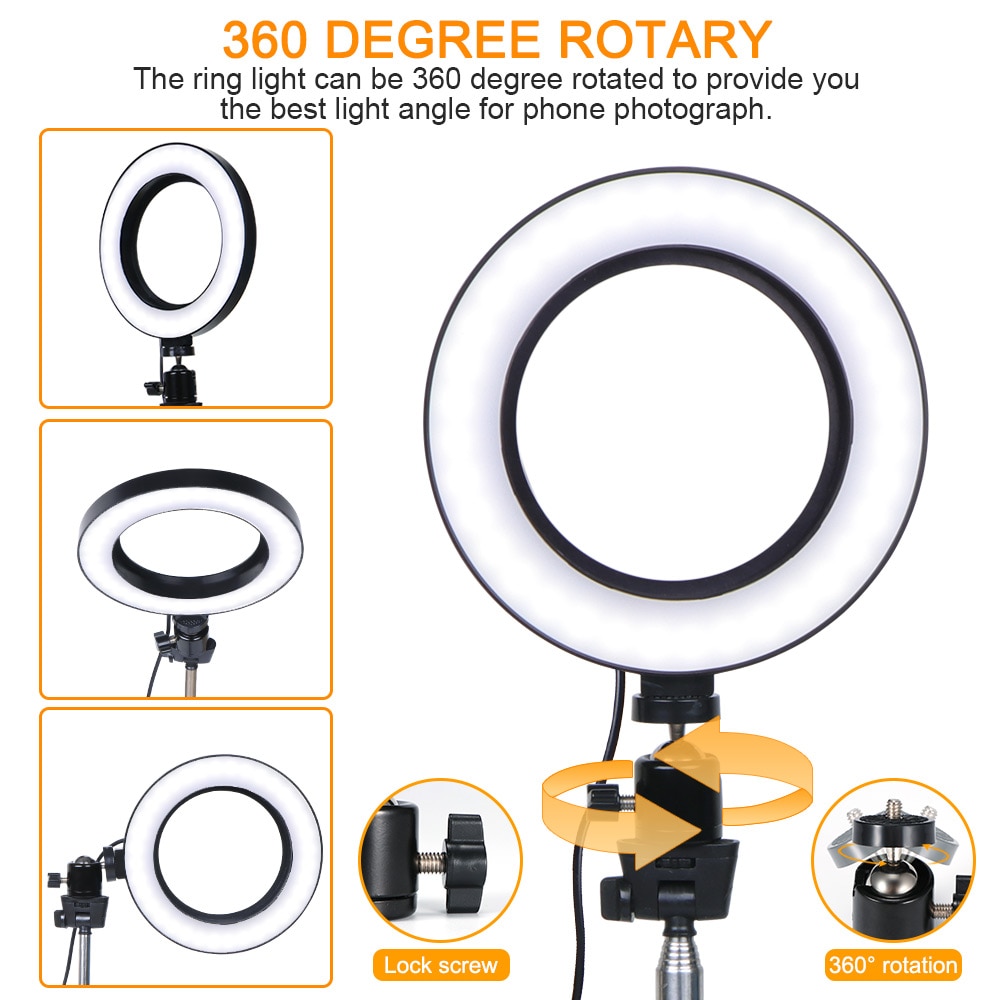 Dæmpbar kold varm led studie kamera ring lys foto telefon video lys lampe med stativer ring bord fylde lys
