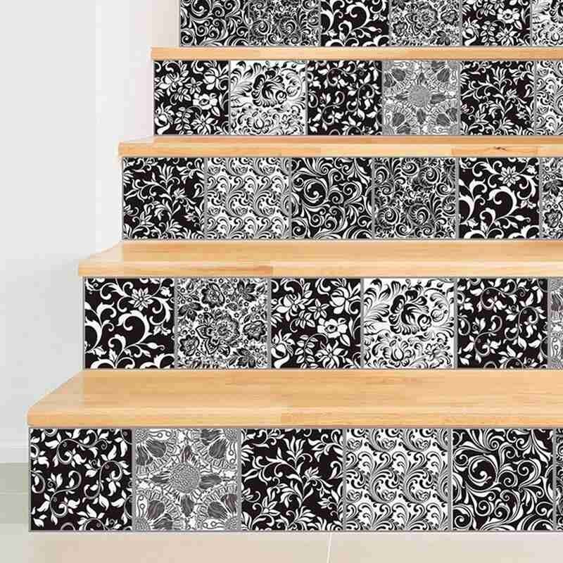 Kitchen Oil-proof Stickers Bathroom Waterproof Stickers Tile Visual Sticker Geometric Tiles Texture Hard Wall Decorative 3d S0R7