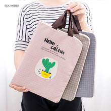 Hand File Bag Canvas Simple Style Zipper Pencil Bags Girls Handbag Students Stationery Holder File Bag Data Bag