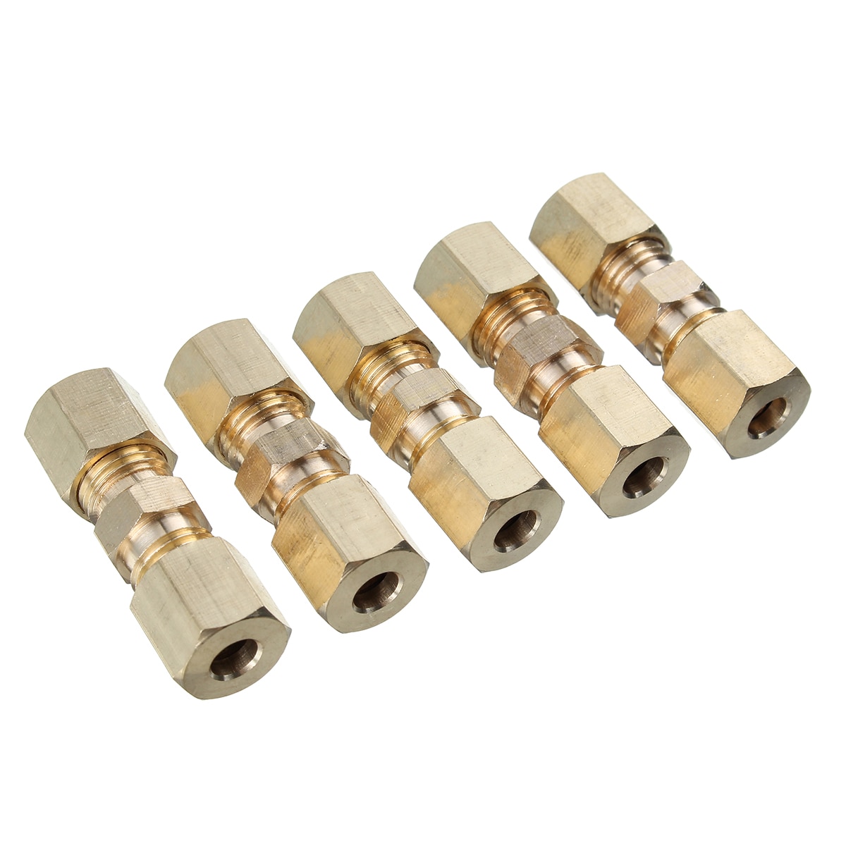 Accesorios de unión de línea de freno de latón, Kits de compresión de reductor recto, Conector de 3/16 "OD, tubería de freno hidráulico de 33x10mm, 5 uds.