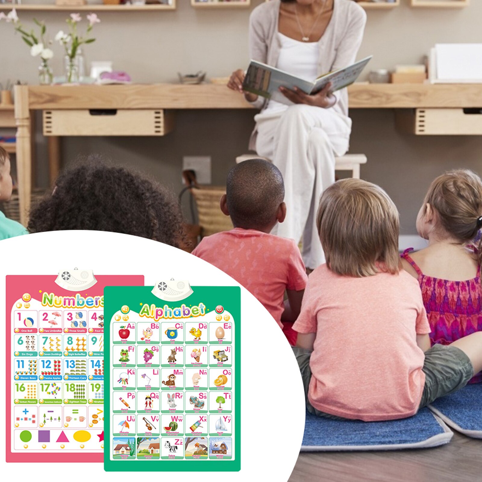 26 Letters Alphabet numbers Vegetables Fruits Animals Vehicle poster English Word Learning school classroom posters decoration