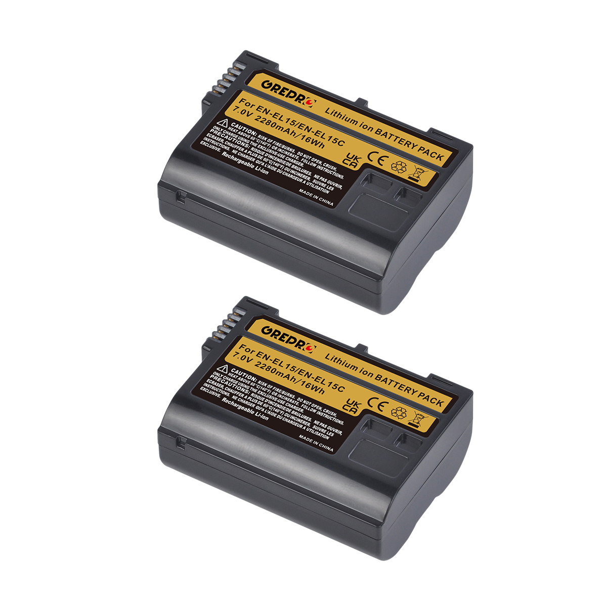 Batterie EN-EL15C EN-EL15B EN-EL15 + chargeur avec Port type-c, pour appareil photo Nikon Z5 D850 Z6 Z7 D780 D750 D810 D7000 D7500 Z6 ii: 2x Battery