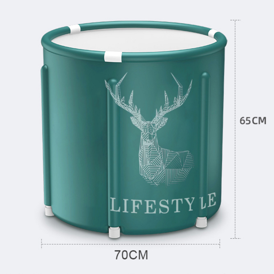 Bærbart sammenleggbart badekar for voksne, pvc-fortykket isolasjonsspa-badekar med bærende dampbøtte for hele kroppen