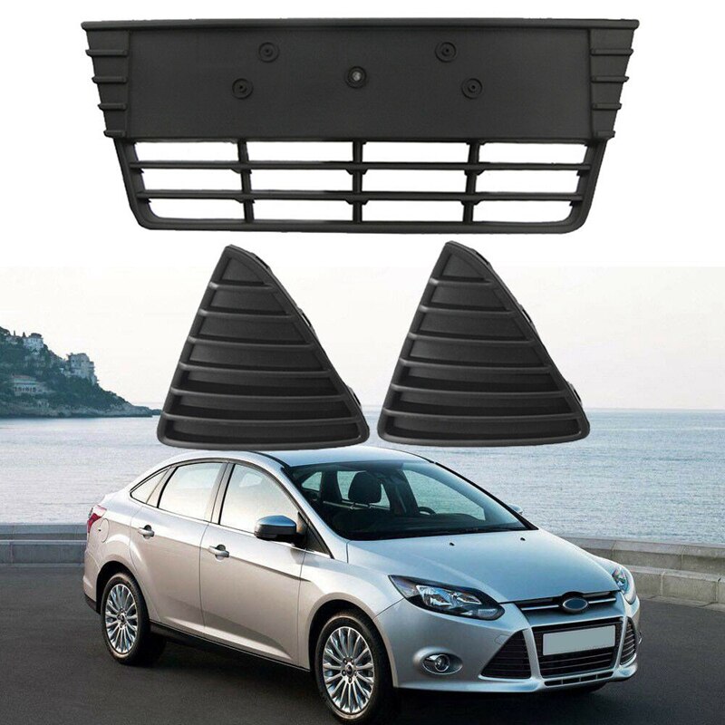 Front Bumper Lower+Left+Right Grille Cover Set of 3 for Ford Focus