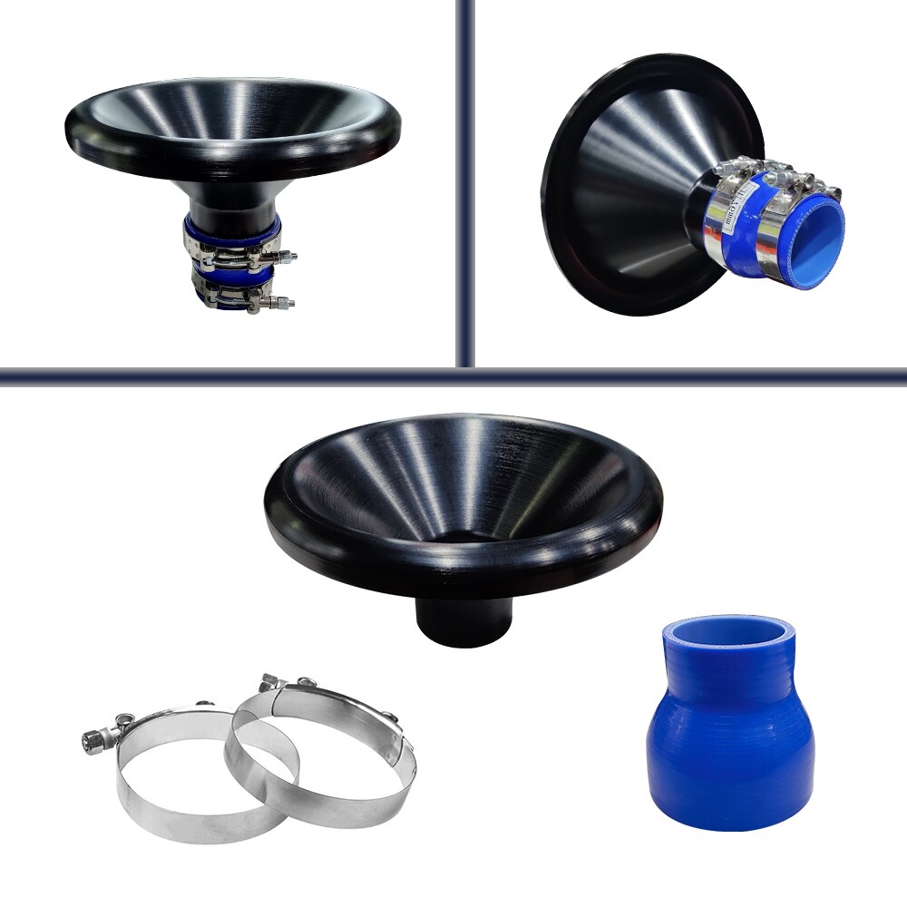 2.5 "Auto Bellmouth Velocity Stack Adapter Air Intake Turbo Hoorn Zilver Blauw Rood Zwart Tone Air Intake Turbo Hoorn met 2.5 Slang: Black
