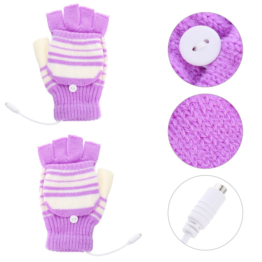Mitaines chauffantes USB, 1 paire, moitié ou doigt entier, tricot