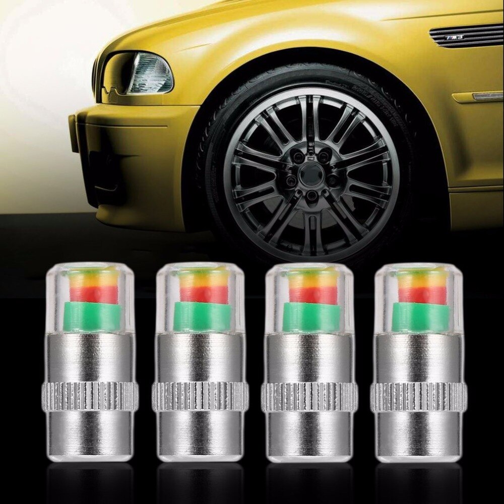4pcs/Lot tire pressure indicator cap tire Monitor pressure gauge Valve Stem Cap Sensor Indicator Eye Alert air pressure gauge