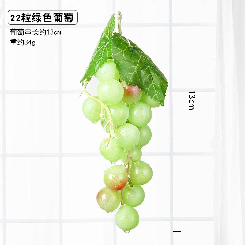 Real Touch Kunstmatige Fruit Druiven Plastic Nep Bladeren Kerst Huis Tuin Bruiloft Decoratie Voedsel Fotografie Props: 22 Heads Green