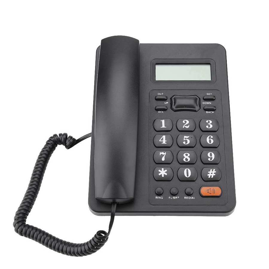 Landline Fixed Telephone Wired Home Office Hotel Desktop Telephone Caller ID Display with Redial Function DTMF/FSK Dual System
