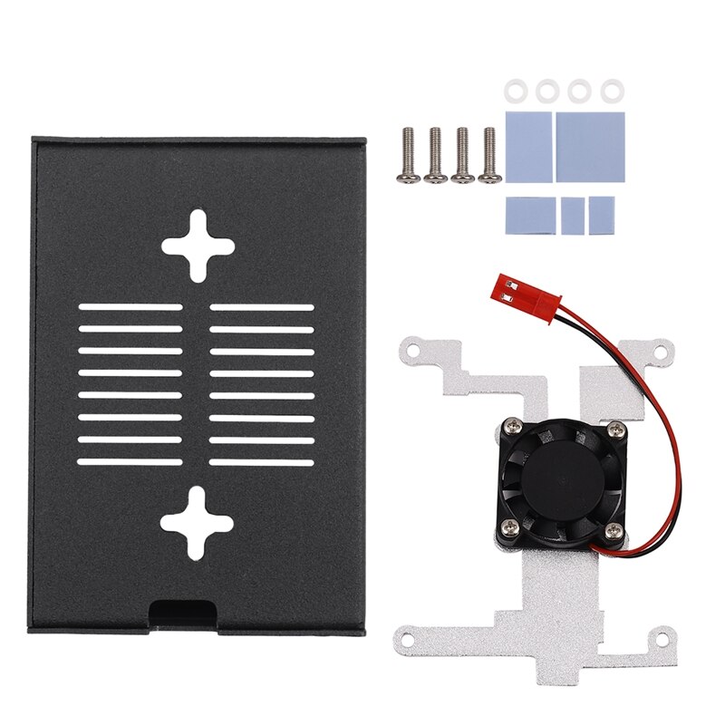 for Raspberry Pi 4 B Metal Protective Case Aluminum Shell with Cooling Fan: Default Title