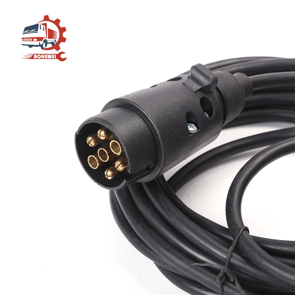 AOHEWEI 7 Pin Trailer Connectors 2x Truck Plug 6 Metre Extension Lead Cable Couplings Socket Adapter Towbar Towing for Caravan