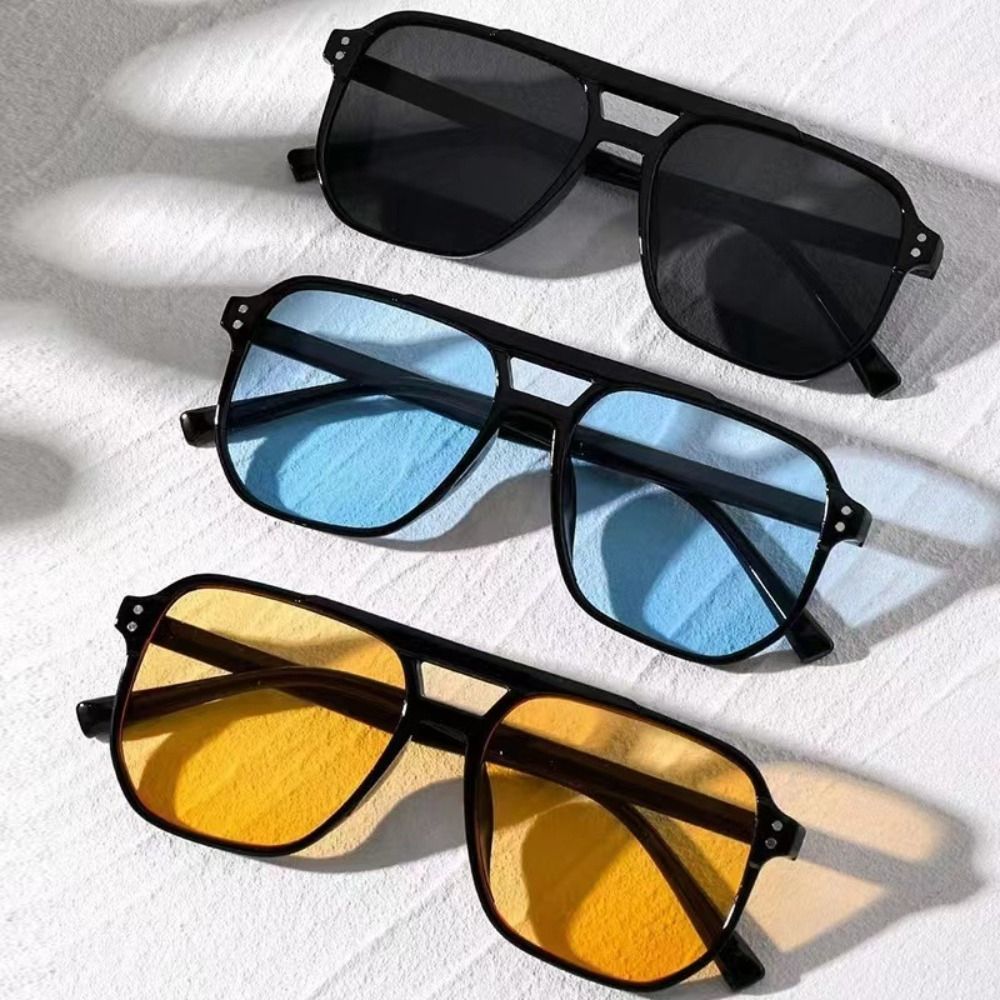 Gafas de sol con montura cuadrada Punk, accesorios de viaje Anti-UV, gafas de sol Retro, protección ocular para playa, gafas negras, decoración de verano