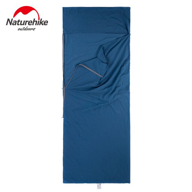 Naturehike ultralet bærbart bomuldsmateriale splejsning konvolut enkelt sovepose liner til forretningsrejser hotel: Blå -s 75 x 210cm