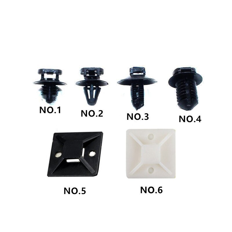Arnés de cuerpo de marco de viga automática, circuito eléctrico, tubería de agua y aceite, bridas de púas, Base fija, sujetador de plástico, remache, 18 Uds.: Each number 3PCS