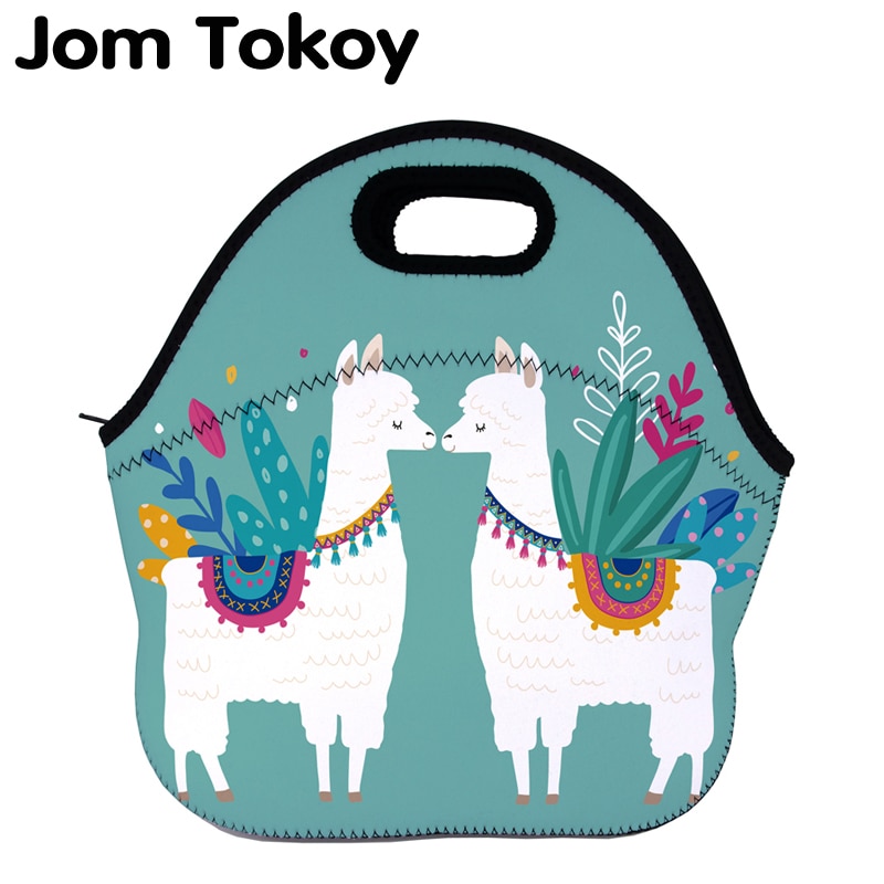 Jom tokoy alpaca termisk isoleret print madposer til kvinder børn termopose madpakke mad picnic tasker tote håndtasker