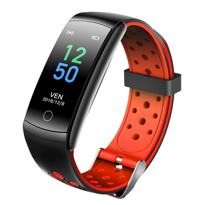 Q8 smart armbånd mænd kvinder pulsmåler vandtæt bånd fitness tracker  q8l smart ur til ios android telefon: Rød