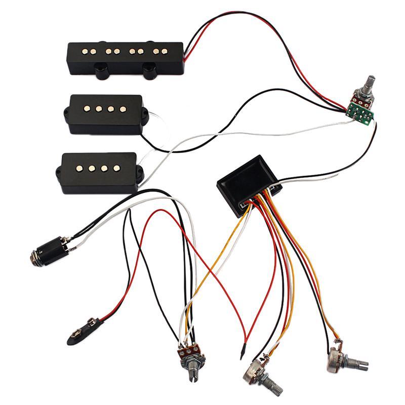 3 Band Equalizer Eq Voorversterker Circuit Basgitaar Tone Controle Kabelboom En Jp Pickup Set Voor Active Bass Pickup