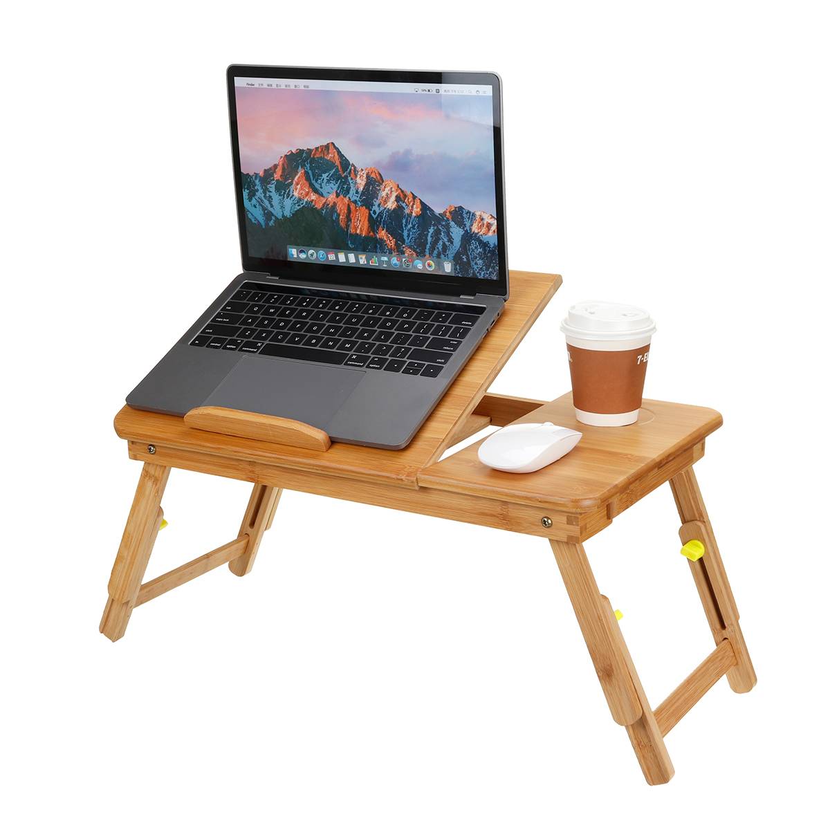 1 Pcs Verstelbare Bamboe Bureau Plank Slaapzaal Bed Laptop Stand Twee Bloemen Boek Lezen Laptop Tafel