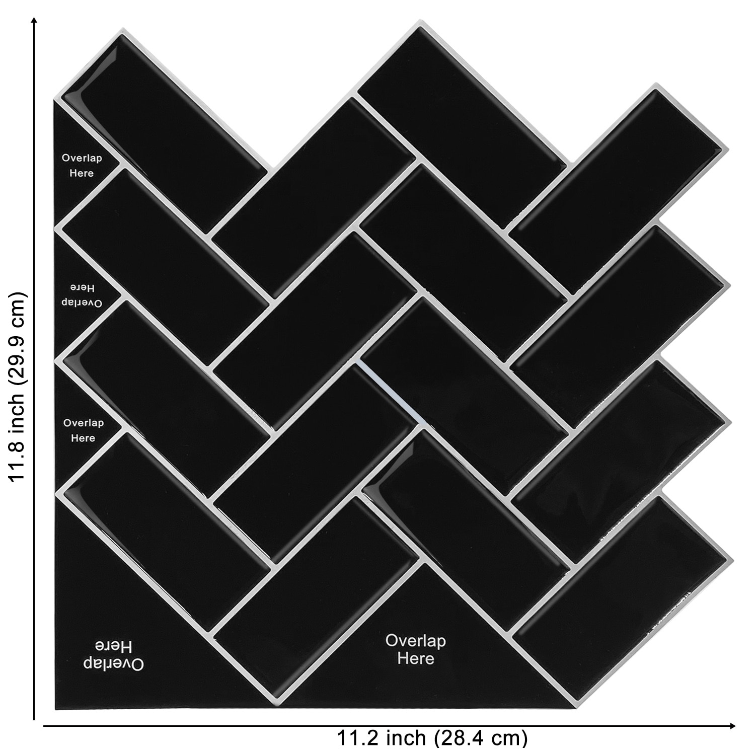 Black Herringbone Style Wall Tiles DIY Kitchen Backsplash Peel And Stick Tiles Waterproof Vinyl Wallpaper
